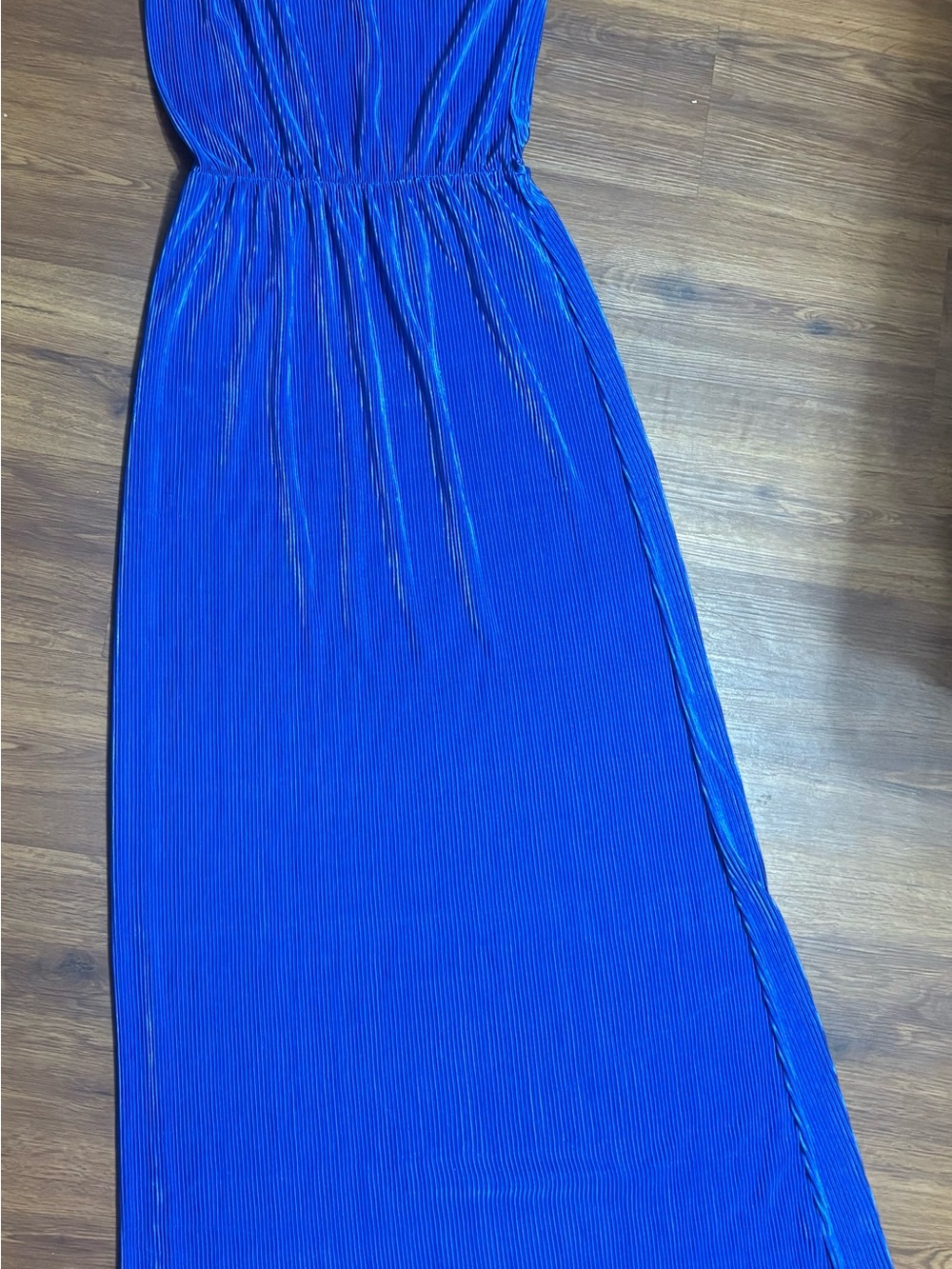 Strapless Pleated Maxi Dress in Royal Blue